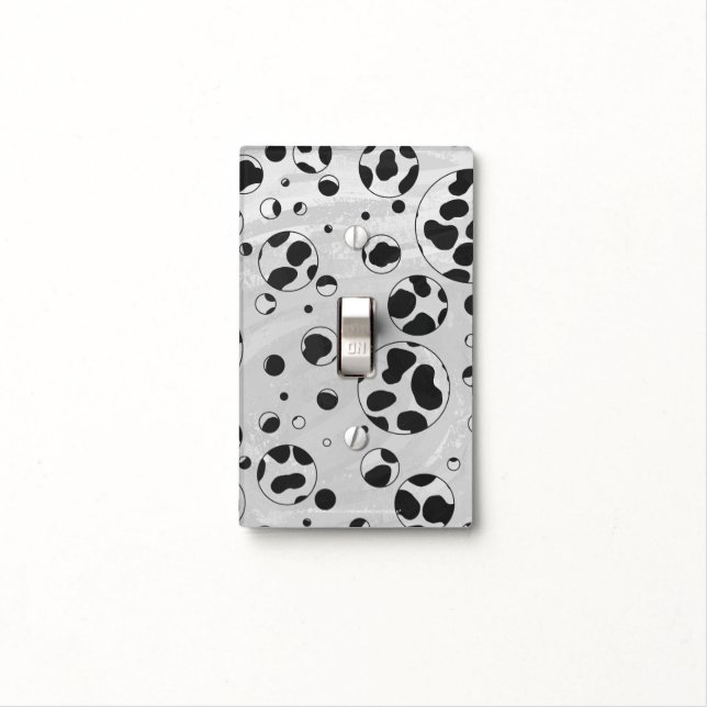 Dalmatian Polka Dot Black and White Light Switch Cover (In Situ)