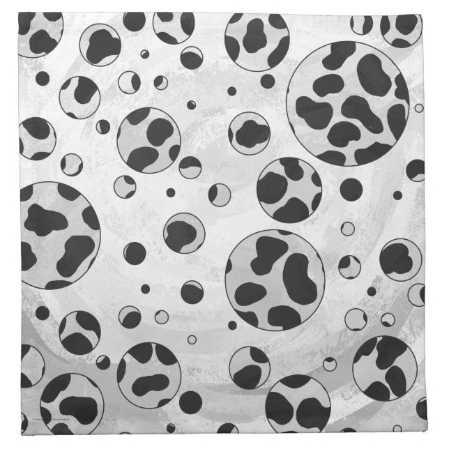 Dalmatian Polka Dot Black and White Napkin (Front)