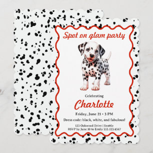 Dalmatian Print Birthday   Black and White party Invitation