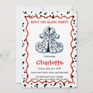 Dalmatian Print Birthday   Black and White party Invitation