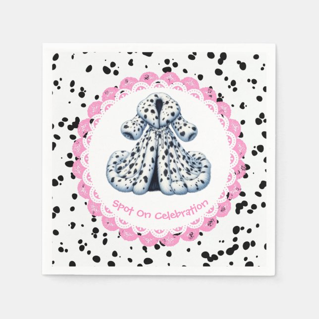 Dalmatian Print Birthday | Black and White party Napkins (Front)