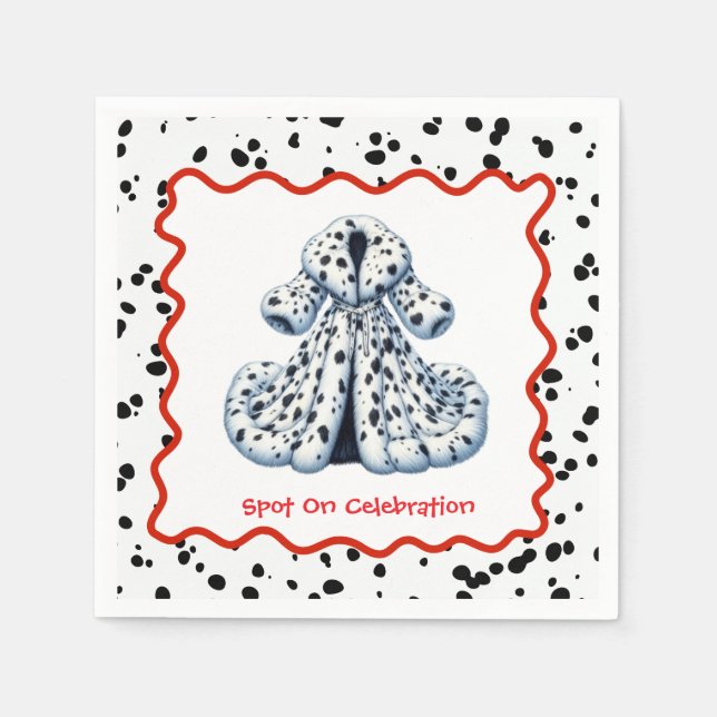 Dalmatian Print Birthday | Black and White party Napkins (Front)