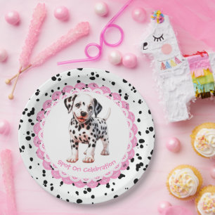 Dalmatian Print Birthday Black and White party Paper Plates
