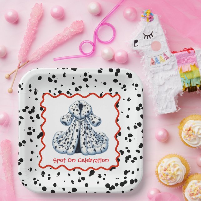 Dalmatian Print Birthday | Black and White party Paper Plates (Party)