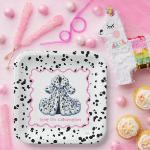 Dalmatian Print Birthday Black and White party Paper Plates