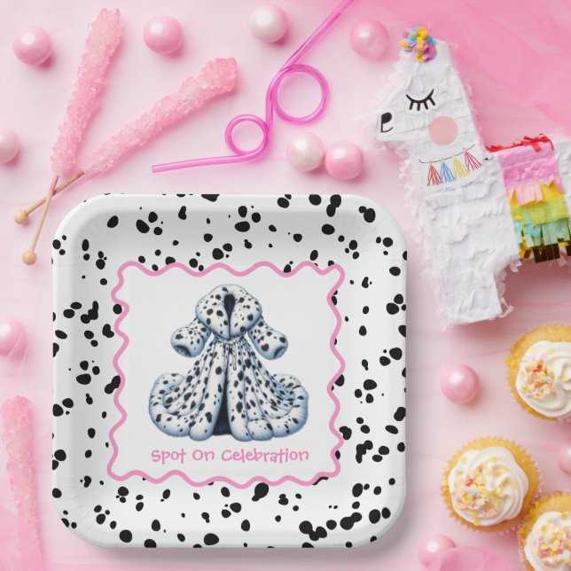 Dalmatian Print Birthday | Black and White party Paper Plates (Party)