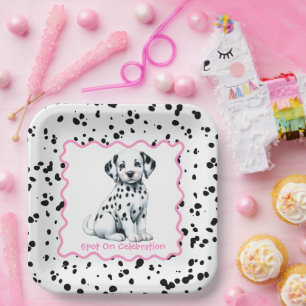 Dalmatian Print Birthday Black and White party Paper Plates