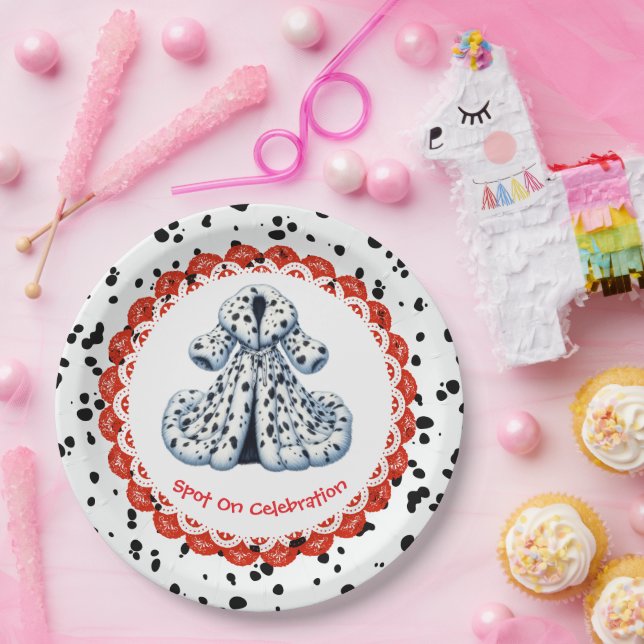 Dalmatian Print Birthday | Black and White party Paper Plates (Party)