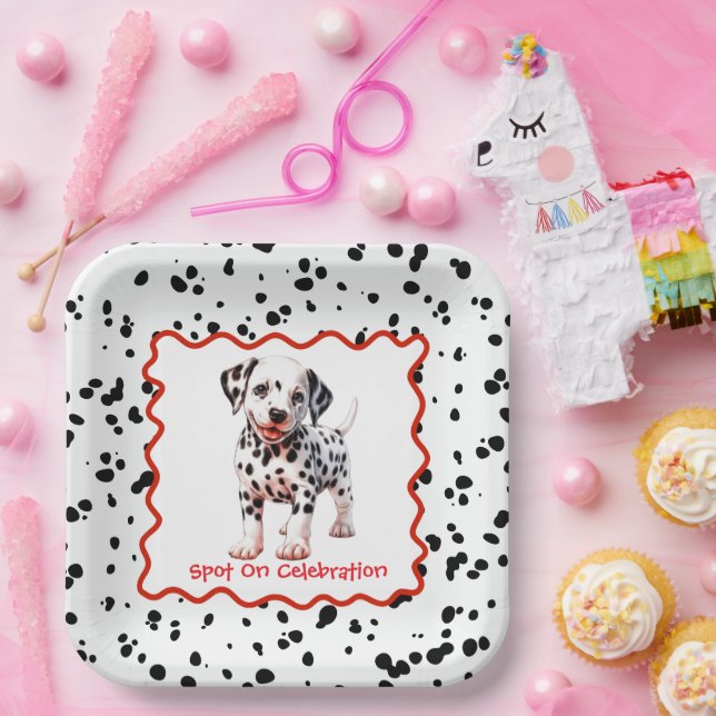 Dalmatian Print Birthday | Black and White party Paper Plates (Party)