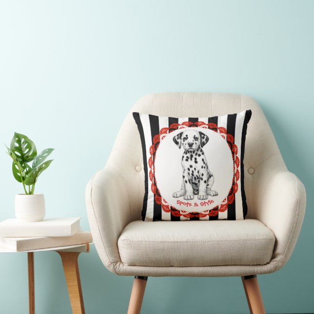 Dalmatian Print Birthday | Black and White party Throw Pillow (Chair)