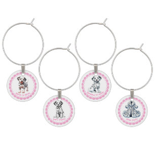 Dalmatian Print Birthday Black and White party Wine Charm