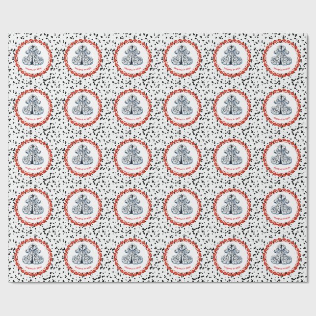 Dalmatian Print Birthday | Black and White party Wrapping Paper (Flat)