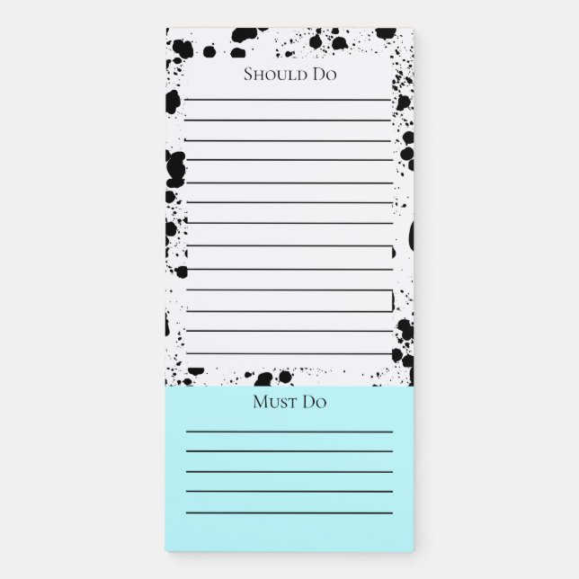 Dalmatian Print with Agua Blue Should Must Do Magnetic Notepad (Front)