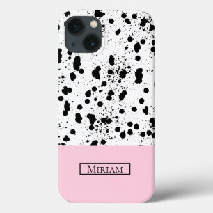 Dalmatian Print with Pink Custom Name iPhone 13 Case