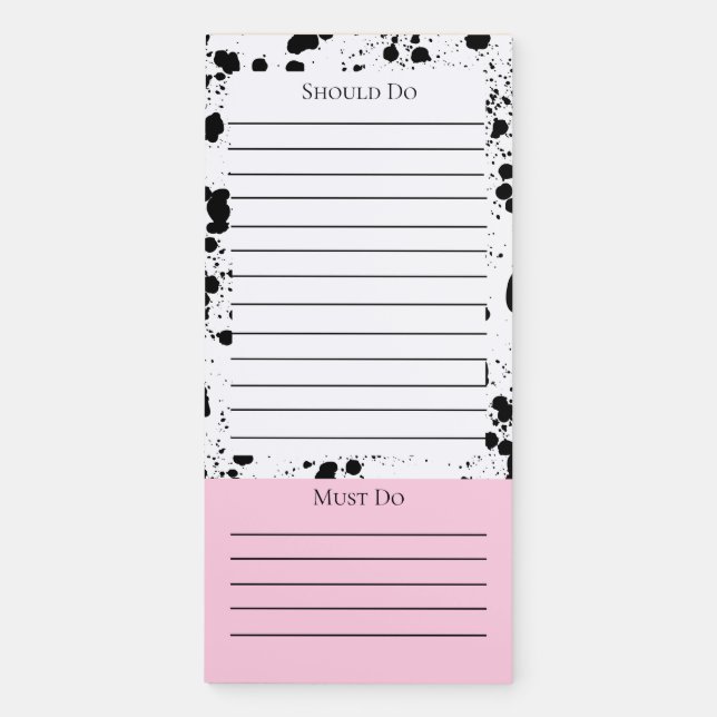 Dalmatian Print with Pink Should Must Do Magnetic Notepad (Front)