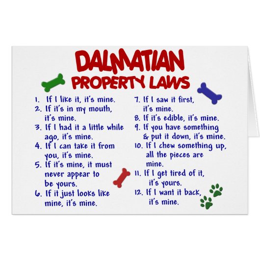 DALMATIAN Property Laws 2 Cards (Front Horizontal)
