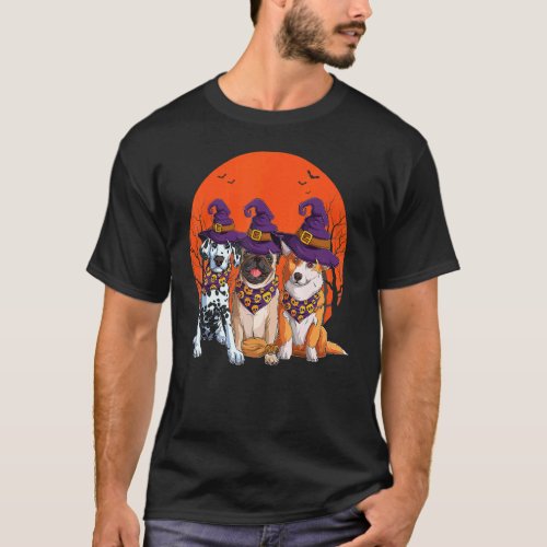 Dalmatian Pug Corgi Witch Lazy Diy Halloween Costu T_Shirt