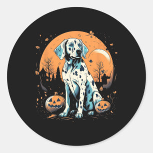 Dalmatian Pumpkin Halloween Costume Dog Puppy Men  Classic Round Sticker