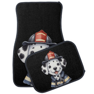 Dalmatian pup fireman ready for adventure! car floor mat