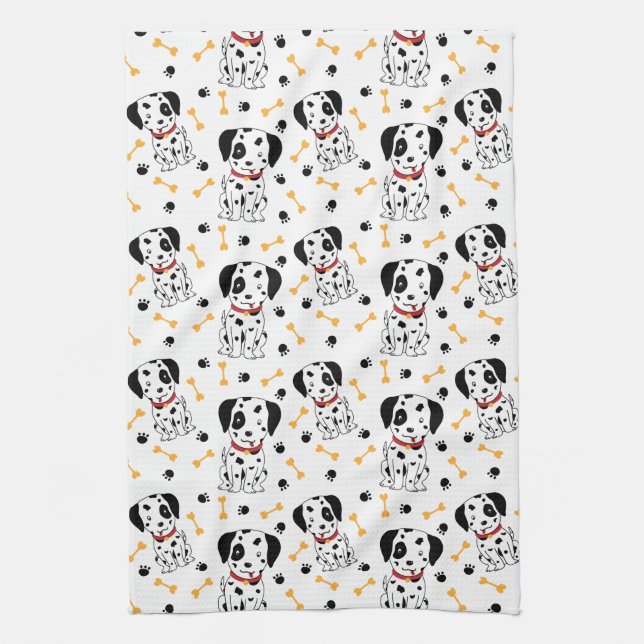 Dalmatian Puppies Kitchen Towel (Vertical)