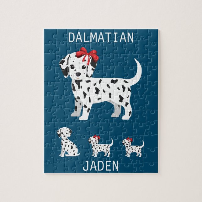 Dalmatian puppies puzzle with personalized name (Vertical)