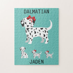 Dalmatian puppies puzzle with personalized name.