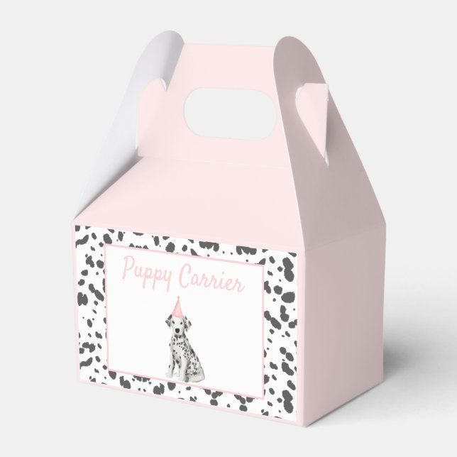 Dalmatian puppy adoption Birthday party carrier Favor Boxes (Front Side)