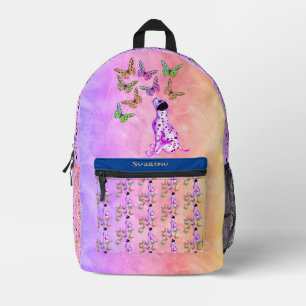 Dalmatian Puppy And Butterflies Personalized Printed Backpack