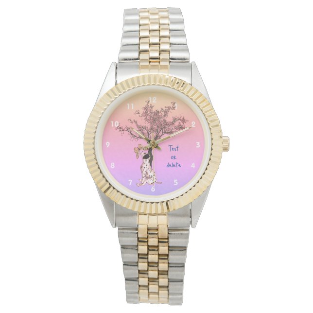 Dalmatian Puppy And Butterfly Personalized   Watch (Front)