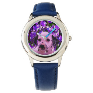 Dalmatian Puppy And Flowers Dog Art Personalized Watch