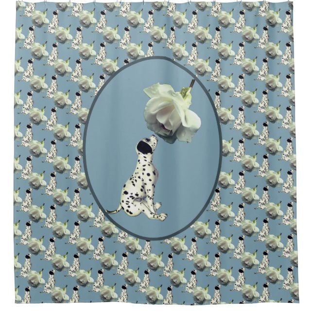 Dalmatian Puppy And Rose Animal Art Pattern   Shower Curtain (Front)