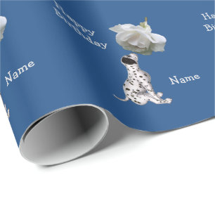 Dalmatian Puppy And Rose Animal Pattern Wrapping Paper