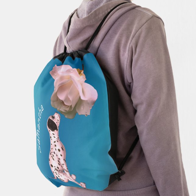 Dalmatian Puppy And Rose Animal Personalized Drawstring Bag (Insitu)
