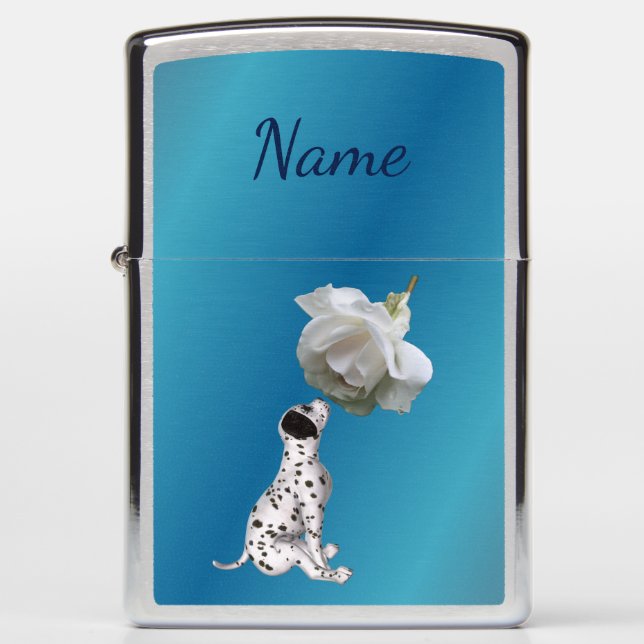 Dalmatian Puppy And Rose Personalized Animal Zippo Lighter (Front)