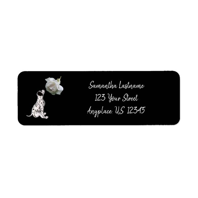 Dalmatian Puppy And White Rose Address Label (Front)