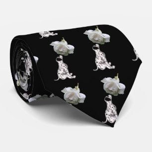 Dalmatian Puppy And White Rose Animal Tie