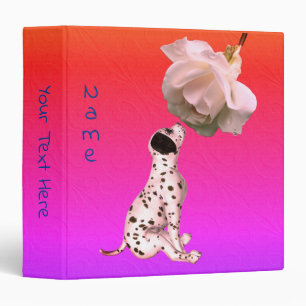 Dalmatian Puppy And White Rose Personalized 3 Ring Binder