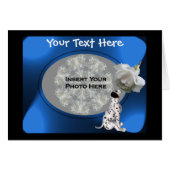 Dalmatian Puppy And White Rose Photo Card (Front Horizontal)