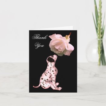 Dalmatian Puppy And White Rose Thank You Card by SmilinEyesTreasures at Zazzle