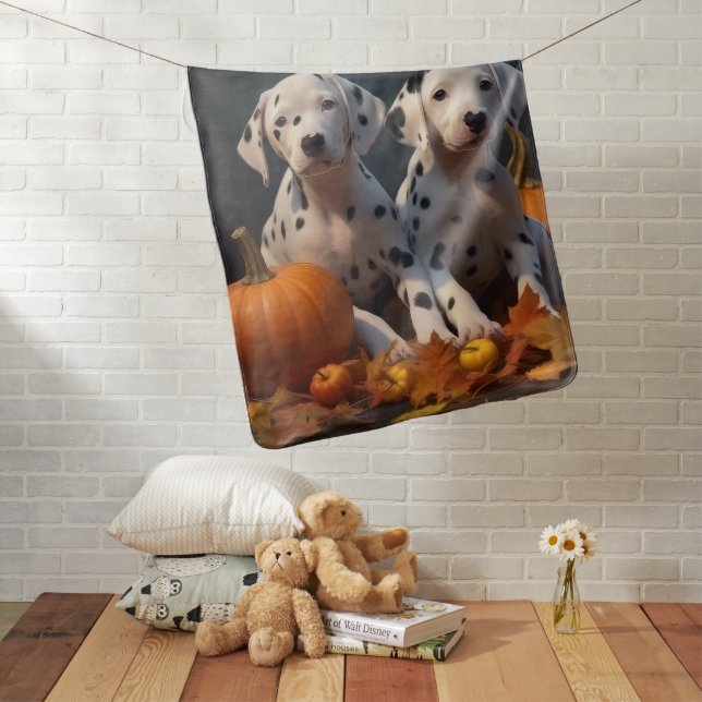 Dalmatian Puppy Autumn Delight Pumpkin  Baby Blanket (In Situ)