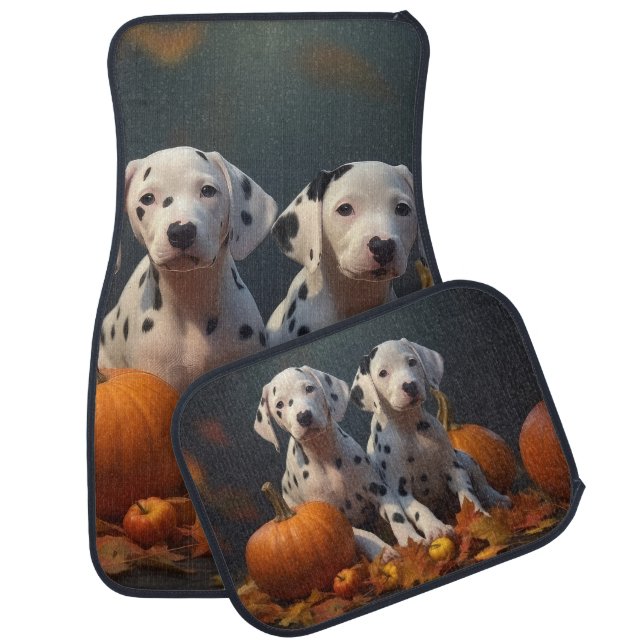 Dalmatian Puppy Autumn Delight Pumpkin  Car Floor Mat (Set)