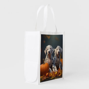 Dalmatian Puppy Autumn Delight Pumpkin Grocery Bag