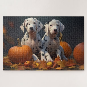 Dalmatian Puppy Autumn Delight Pumpkin  Jigsaw Puzzle