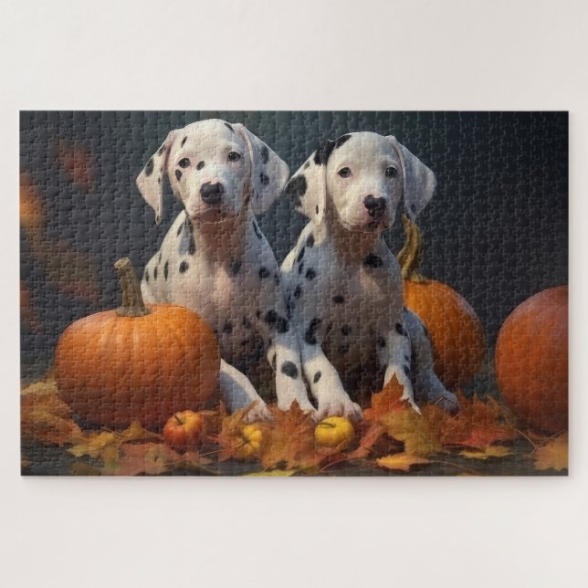 Dalmatian Puppy Autumn Delight Pumpkin  Jigsaw Puzzle (Horizontal)