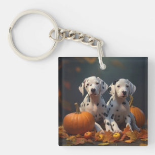 Dalmatian Puppy Autumn Delight Pumpkin Keychain
