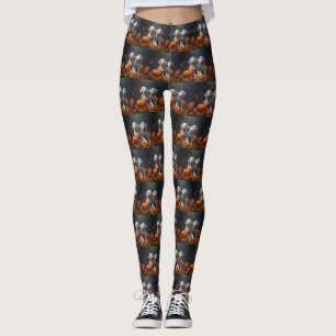 Dalmatian Puppy Autumn Delight Pumpkin Leggings