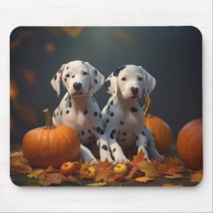 Dalmatian Puppy Autumn Delight Pumpkin Mouse Pad