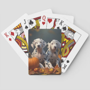 Dalmatian Puppy Autumn Delight Pumpkin Poker Cards