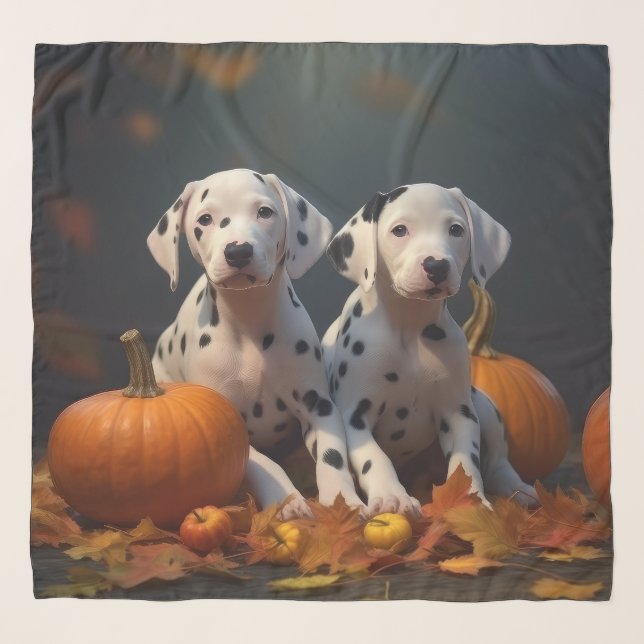 Dalmatian Puppy Autumn Delight Pumpkin  Scarf (Front)