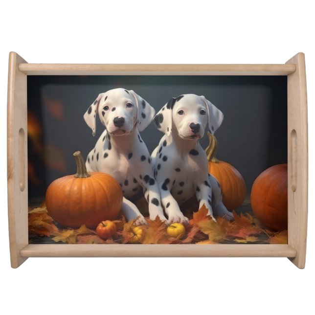 Dalmatian Puppy Autumn Delight Pumpkin  Serving Tray (Front)